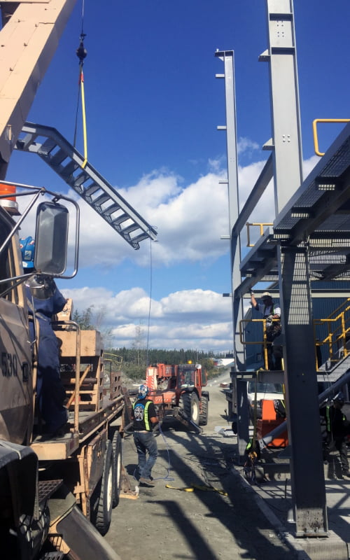 A building being assembled on a job site