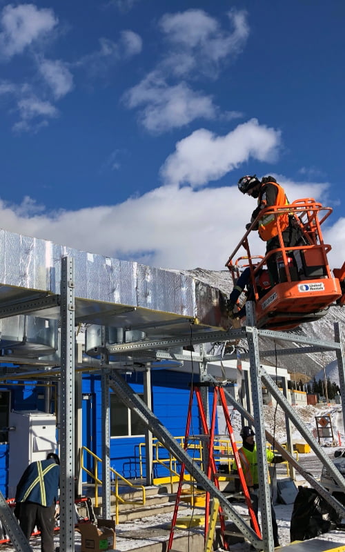 A building being assembled on a job site