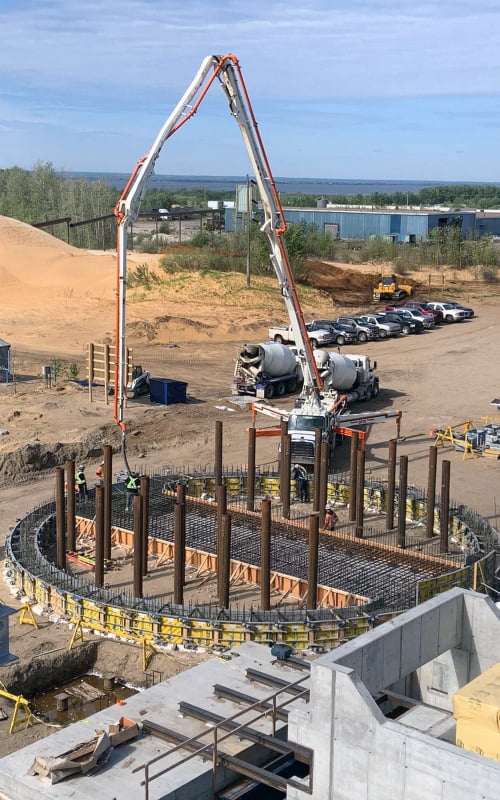 A building being assembled on a job site